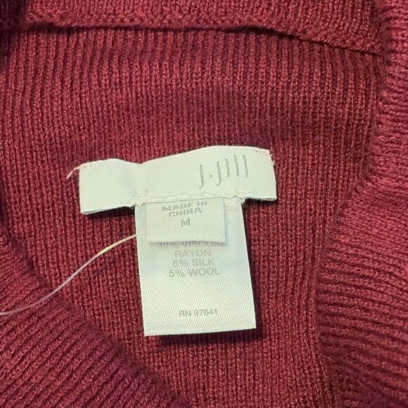 NWT J. Jill Burgundy Mock Neck Tunic Sweater Small Cotton Silk Wool Blend - Picture 4 of 7